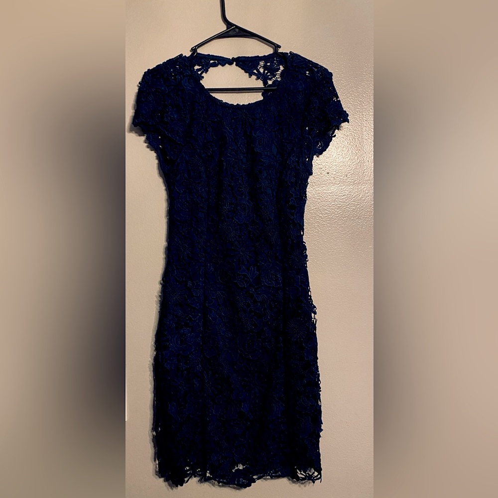 Lulu’s Romance Dress with open back. Size Medium